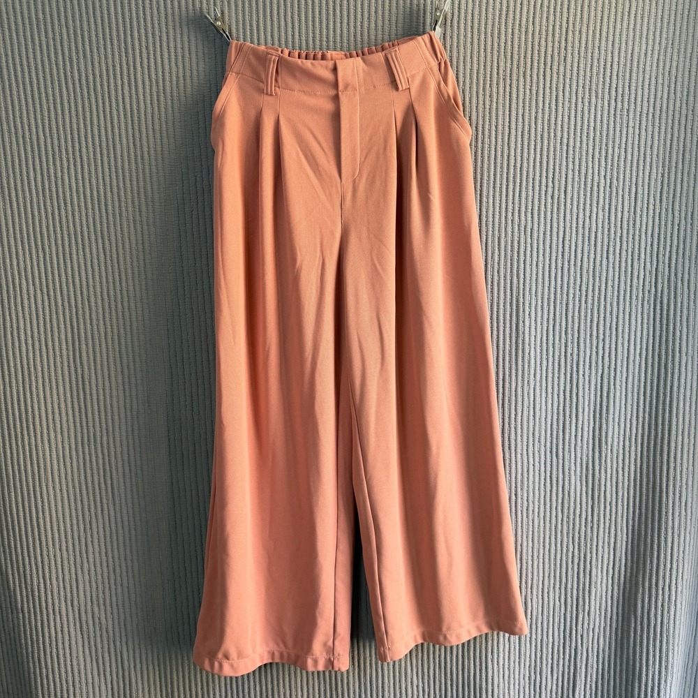 Halara Wide Leg Pants M Peach Excellent Textured Flowy Office Minimal